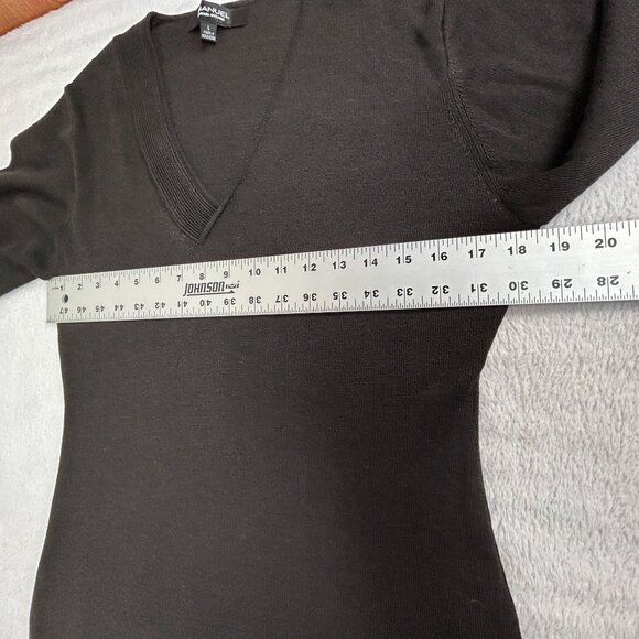 Emanuel Ungaro Womens Long Sleeve V-Neck Shift Dress Large Black Knit Pullover - Picture 5 of 7